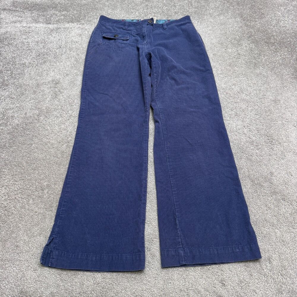 Vintage L.L. Bean Wide Leg Corduroy Pants Womens 12 Blue Cotton Flap Pockets Y2K